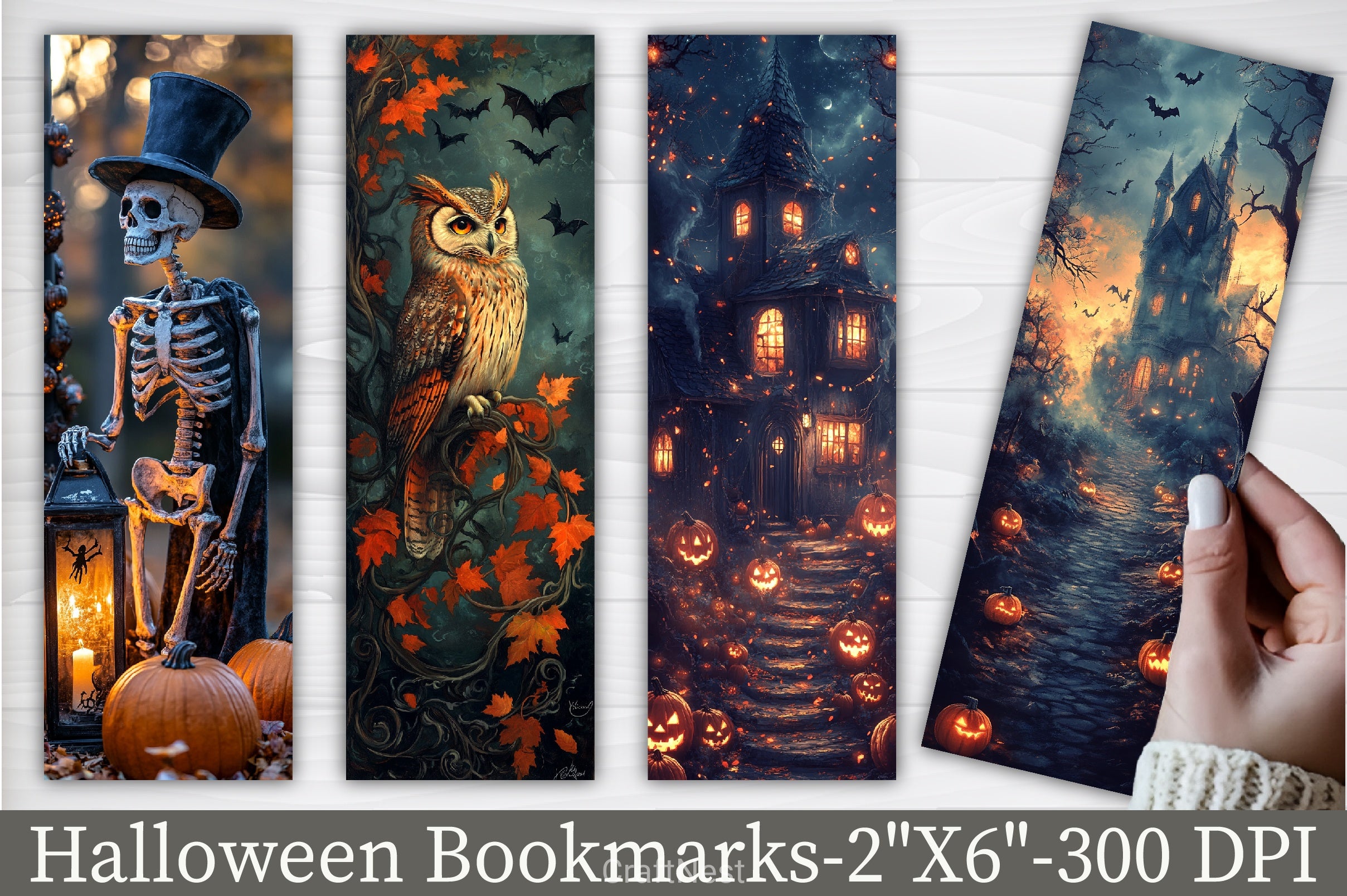 Halloween Bookmarks Set - CraftNest - Digital Crafting and Art