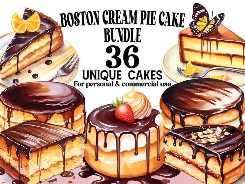 Boston Cream Pie Cakes Clipart - CraftNest