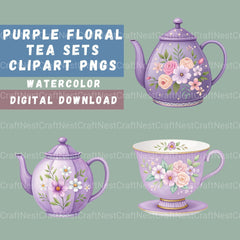 Tea Purple Clipart Bundle - CraftNest - Digital Crafting and Art