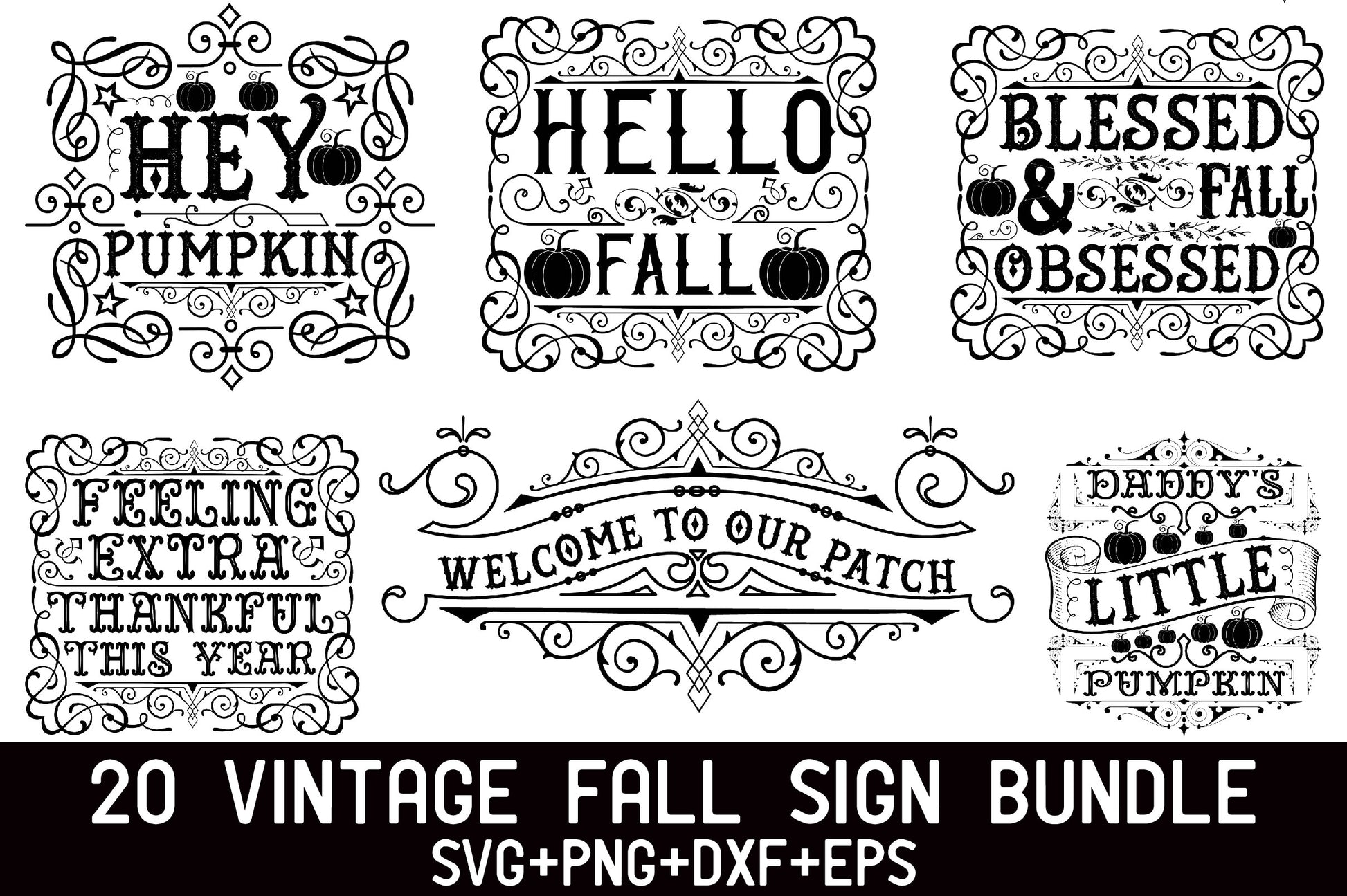 Vintage Fall Sign Bundle - CraftNest - Digital Crafting and Art