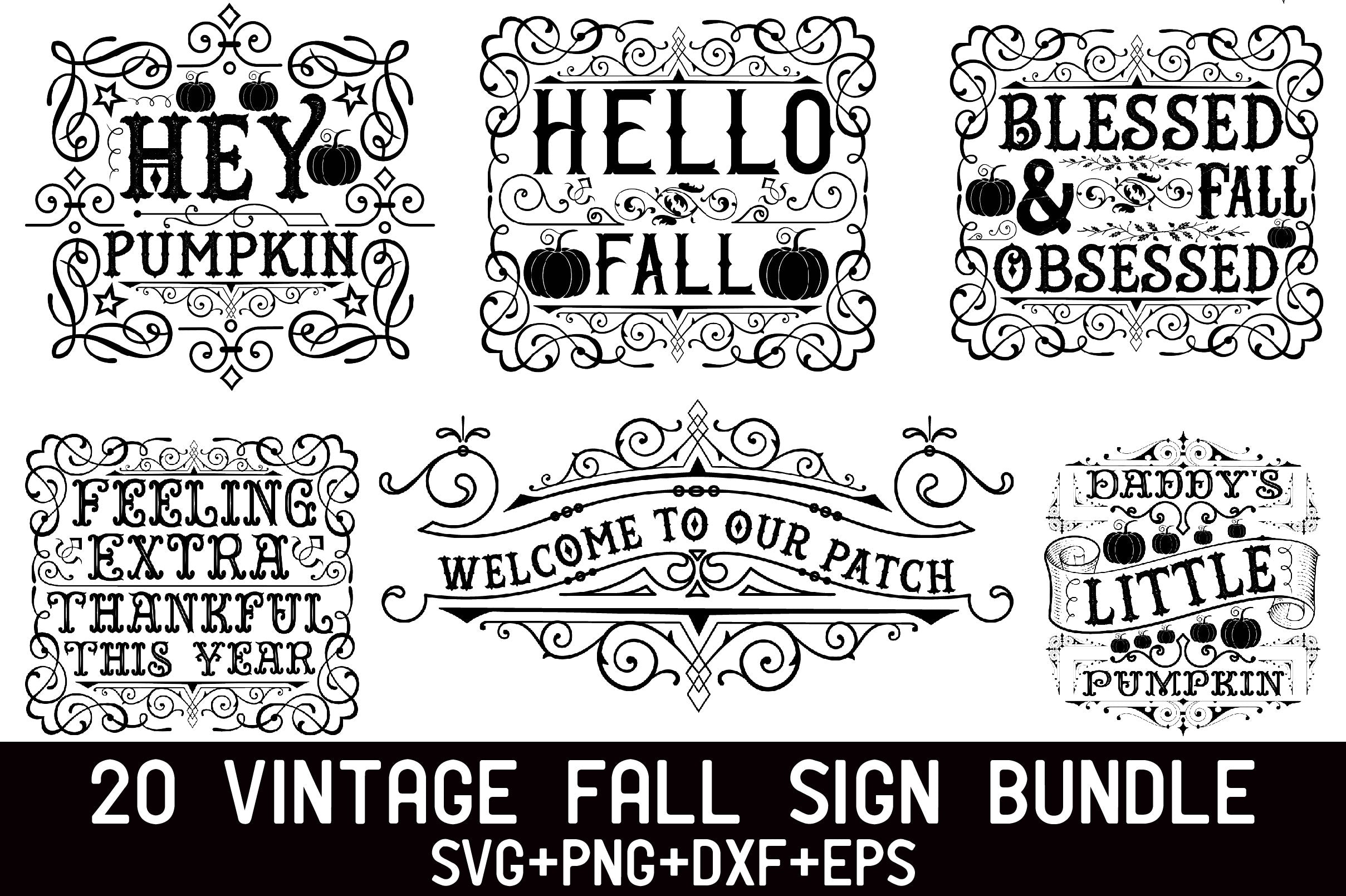 Vintage Fall Sign Bundle - CraftNest - Digital Crafting and Art