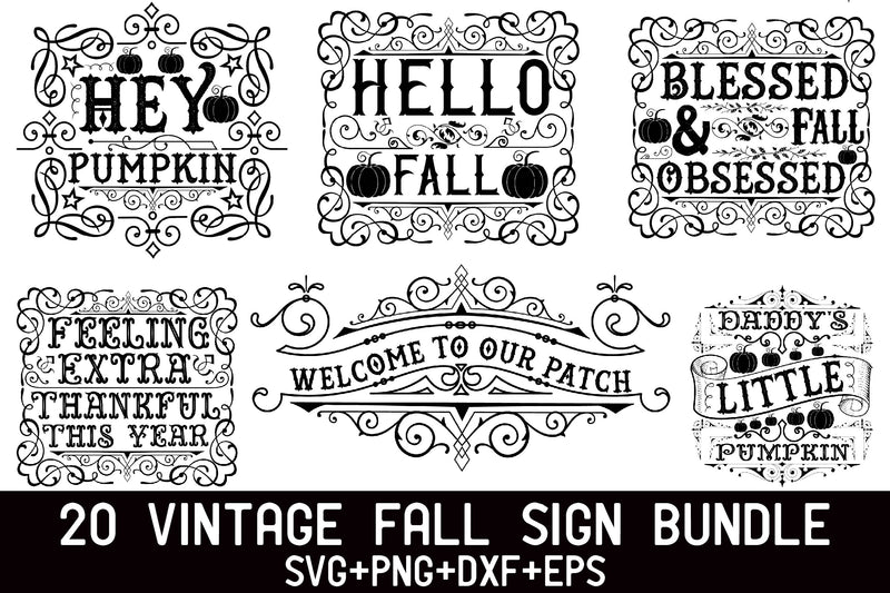 Vintage Fall Sign Bundle - CraftNest - Digital Crafting and Art