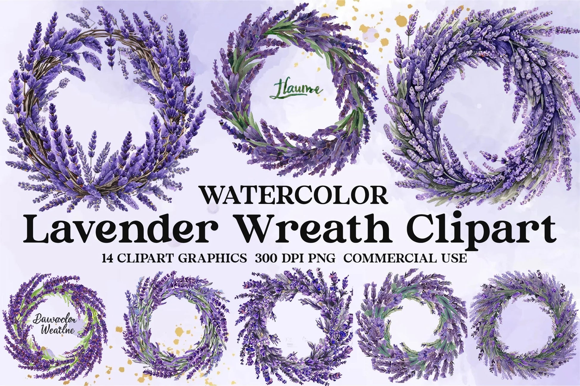 Lavender Wreath Clipart Bundle - CraftNest - Digital Crafting and Art
