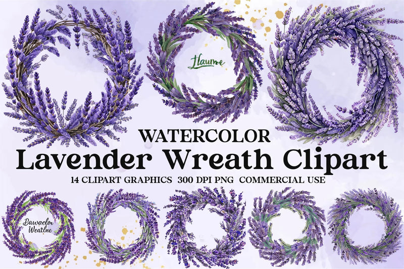 Lavender Wreath Clipart Bundle - CraftNest - Digital Crafting and Art
