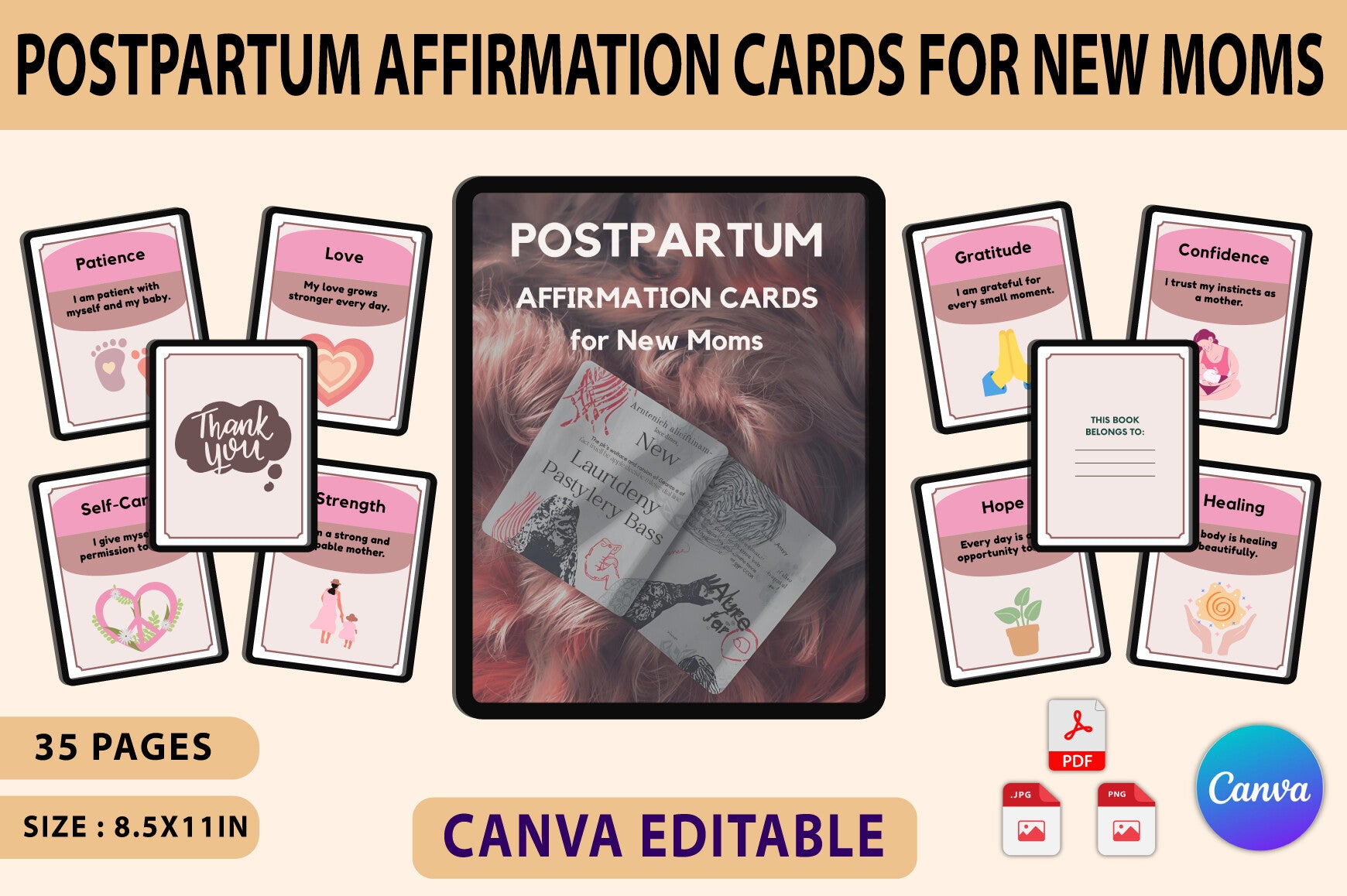 Postpartum Affirmation Cards for New Moms