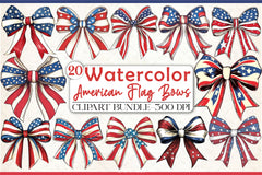 4th of July Flag Bows Clipart Bundle - CraftNest - Digital Crafting and Art