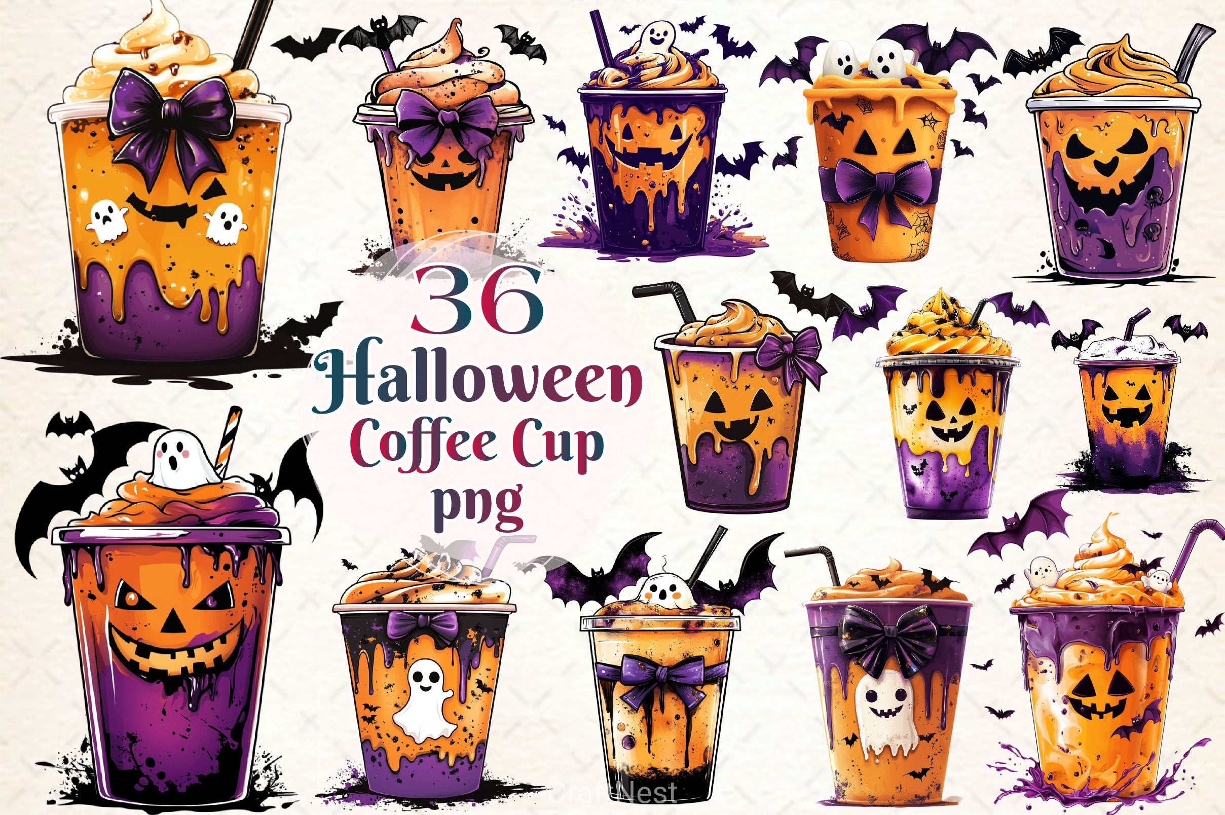 Halloween Coffee Cup Clipart Bundle 6 - CraftNest - Digital Crafting and Art