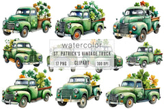 Vintage Green Truck St Patrick's Day Clipart Bundle 2 - CraftNest - Digital Crafting and Art