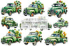 Vintage Green Truck St Patrick's Day Clipart Bundle 2