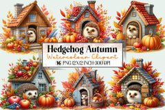 Hedgehog Autumn Clipart Bundle - CraftNest - Digital Crafting and Art