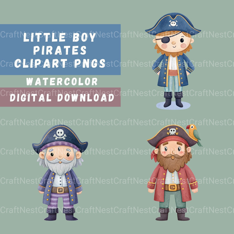 Pirates Little Boys Clipart Bundle - CraftNest - Digital Crafting and Art
