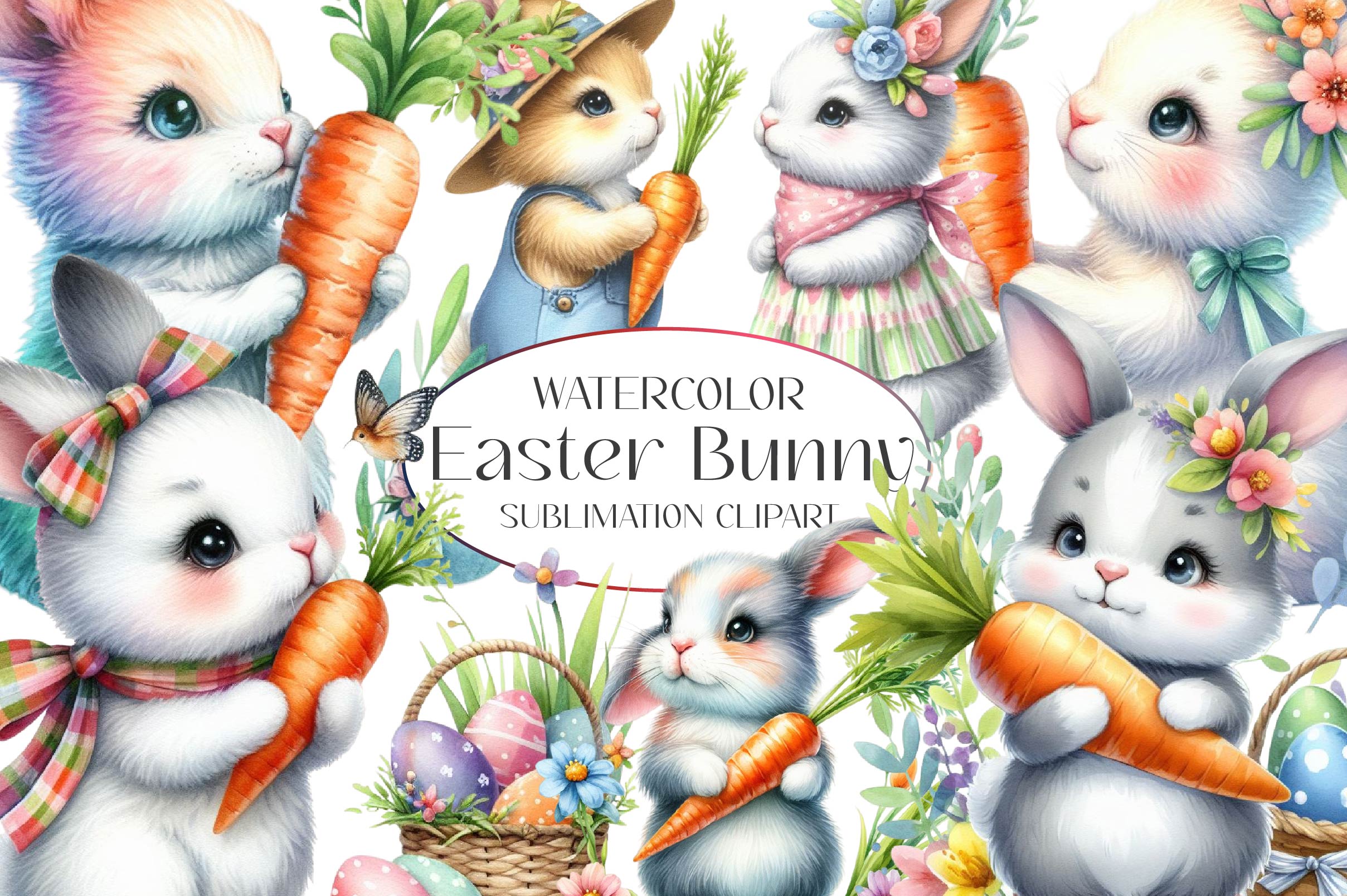 Easter Bunny 1 Clipart Bundle - CraftNest - Digital Crafting and Art