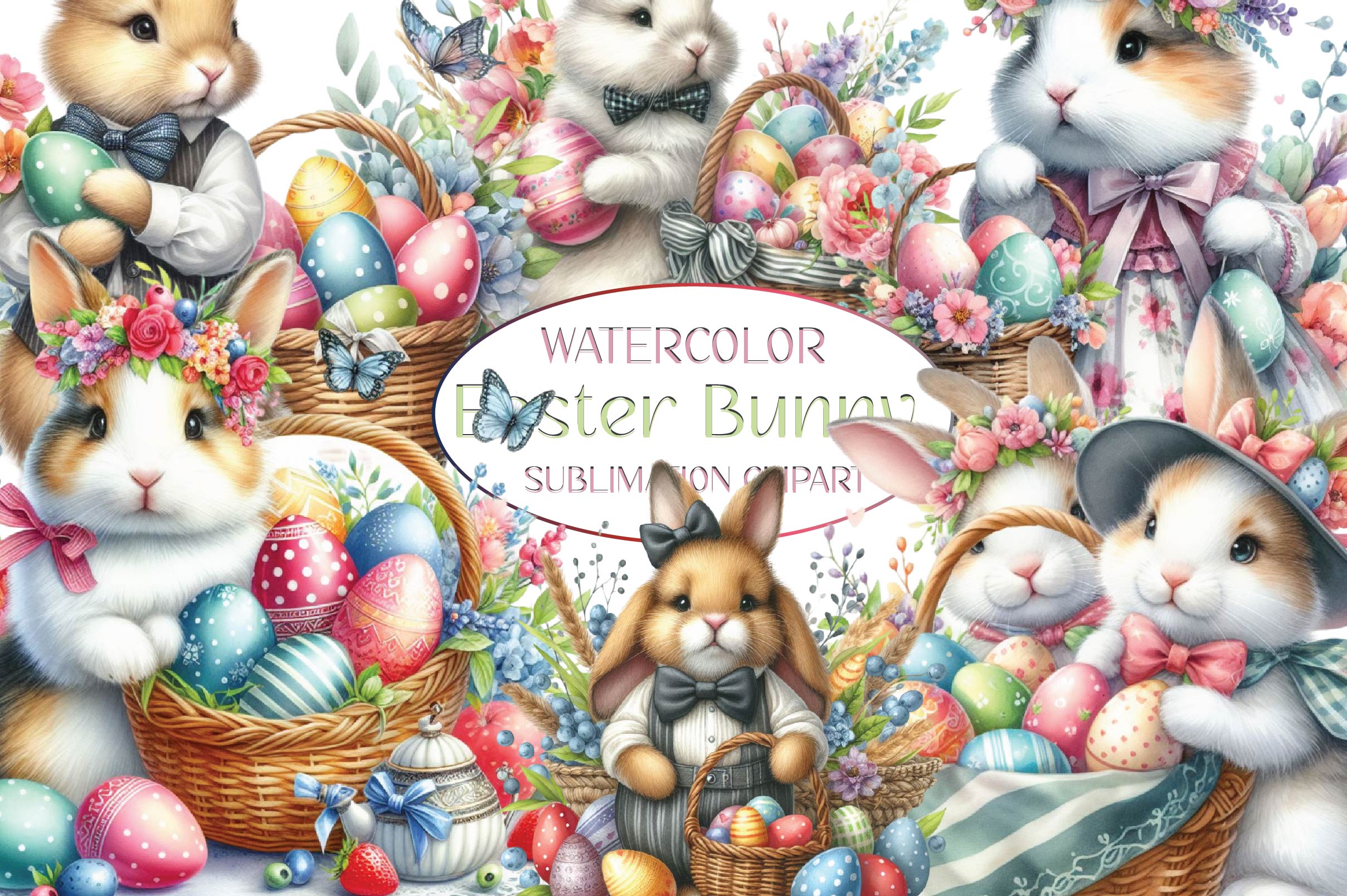 Easter Bunny Clipart Bundle 11 - CraftNest - Digital Crafting and Art