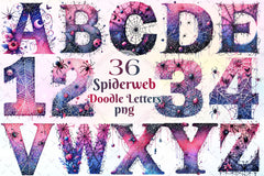 Spiderweb Doodle Letters Clipart Bundle - CraftNest - Digital Crafting and Art