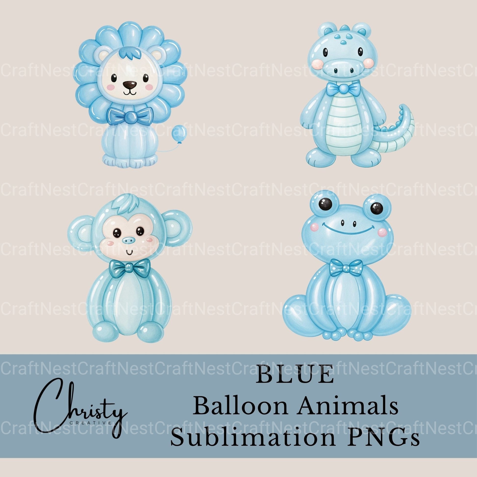 Balloon Animals Blue Clipart Bundle - CraftNest - Digital Crafting and Art
