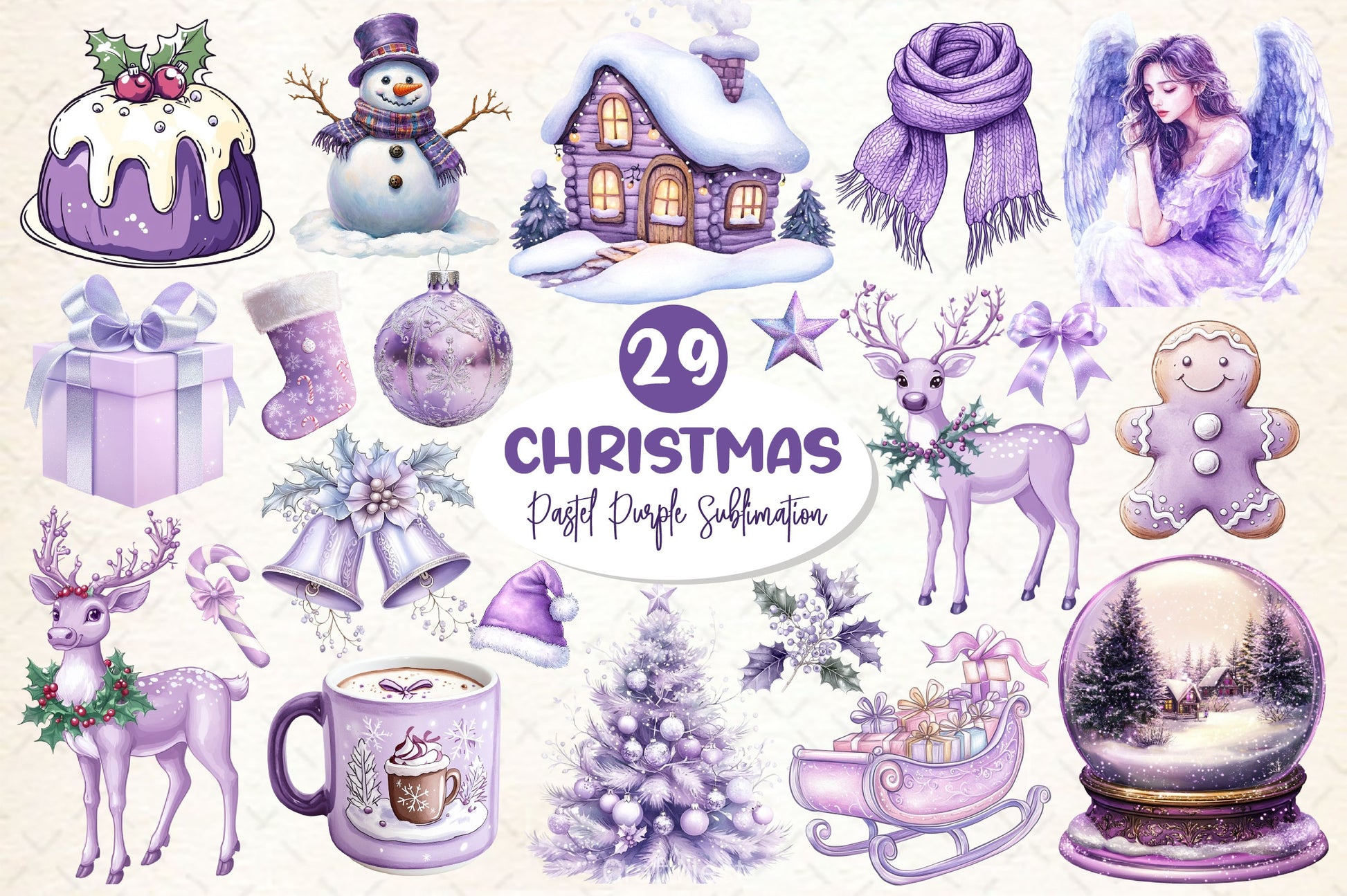 Pastel Purple Christmas Clipart Bundle 2 - CraftNest - Digital Crafting and Art