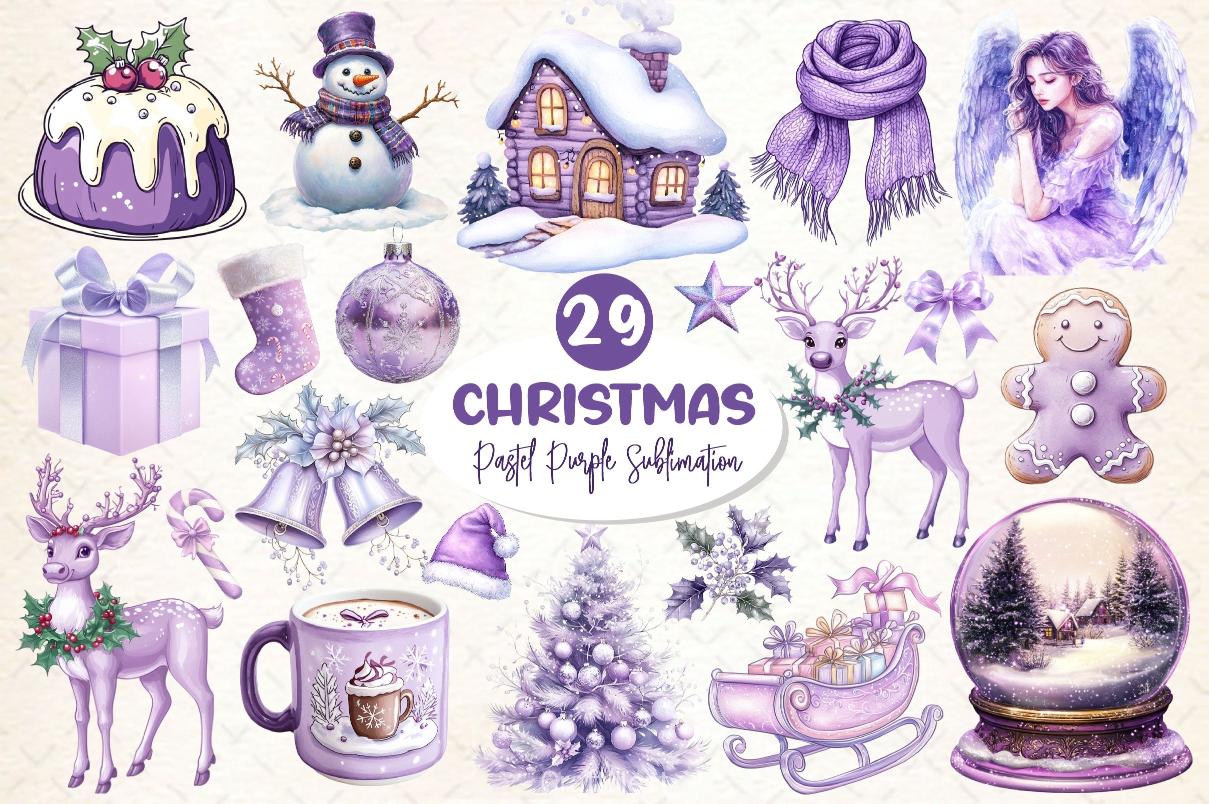 Pastel Purple Christmas Clipart Bundle 2 - CraftNest - Digital Crafting and Art