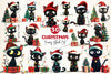 Funny Christmas Black Cat Clipart Bundle 4