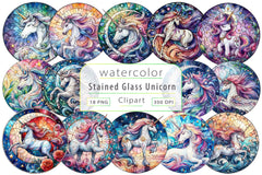 Stained Glass Unicorn Clipart Bundle - CraftNest - Digital Crafting and Art