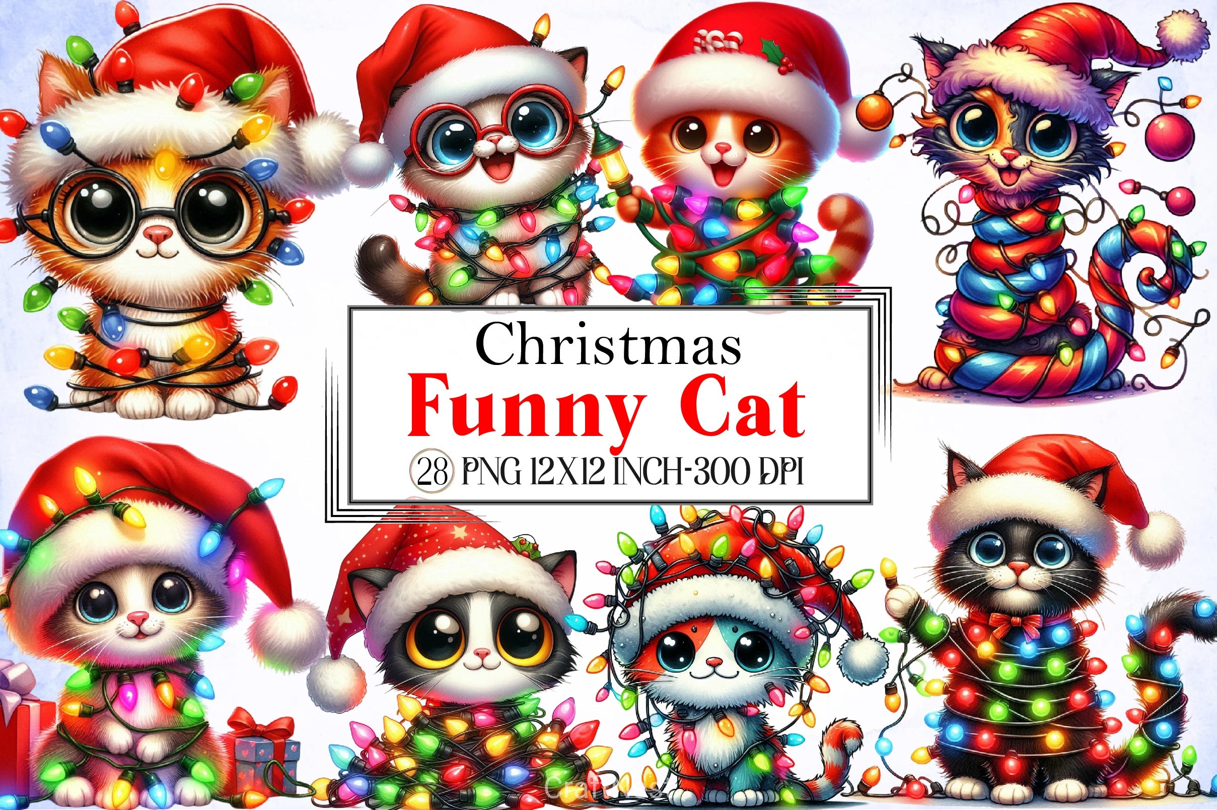 Christmas Cat Clipart Bundle 4 - CraftNest - Digital Crafting and Art