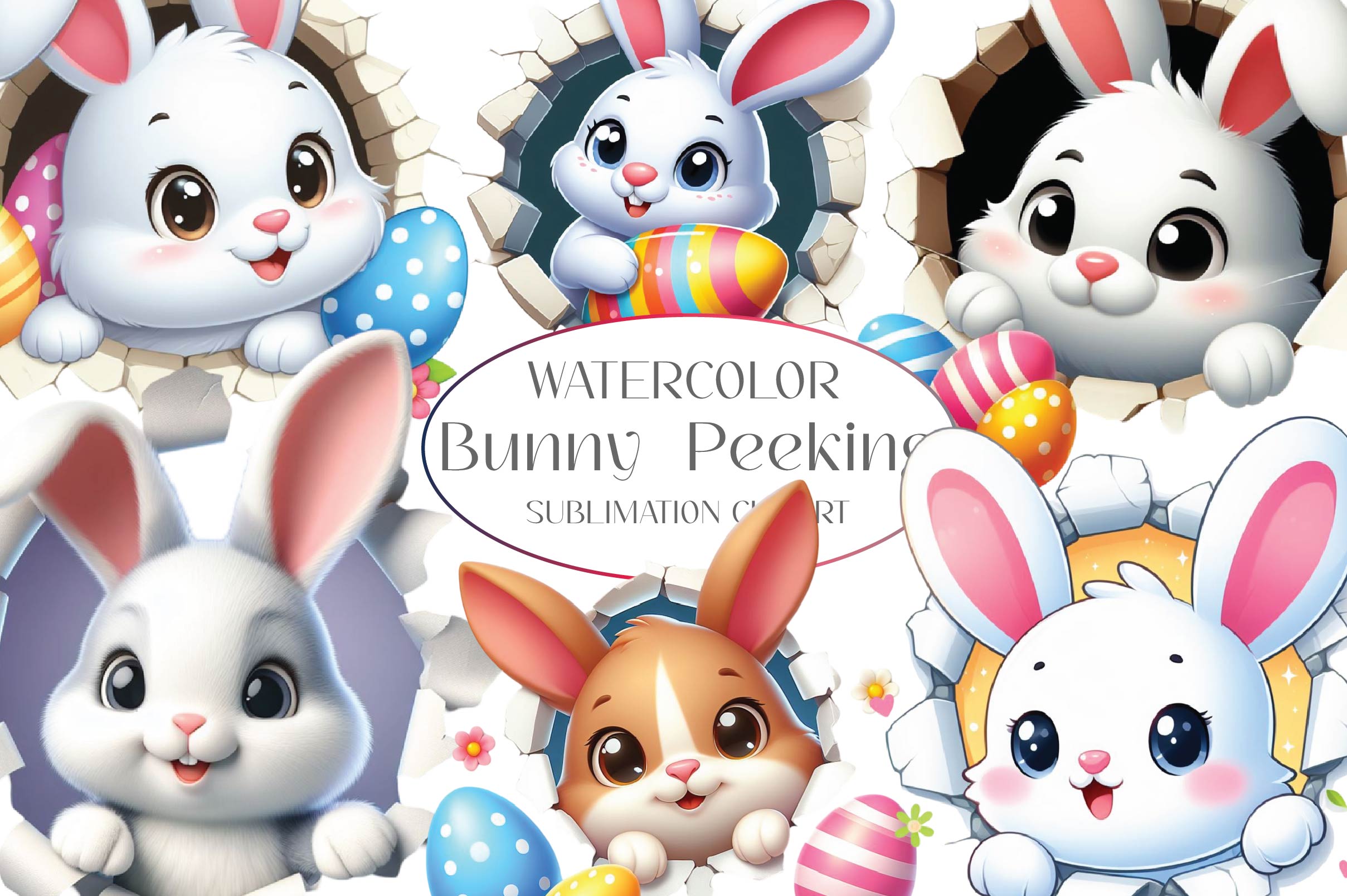 Easter Bunny Peeking Out Clipart Bundle - CraftNest - Digital Crafting and Art