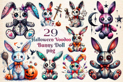 Halloween Voodoo Bunny Doll Clipart Bundle 3 - CraftNest - Digital Crafting and Art
