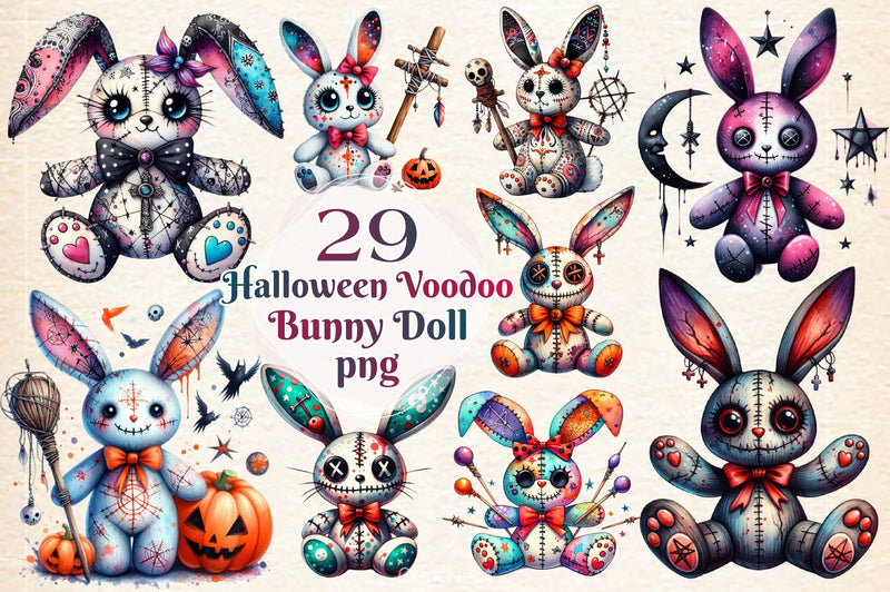 Halloween Voodoo Bunny Doll Clipart Bundle 3 - CraftNest - Digital Crafting and Art