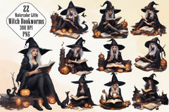 Little Witch Bookworms Halloween Clipart Bundle - CraftNest - Digital Crafting and Art