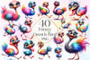 Funny Ostrich Bird Clipart Bundle
