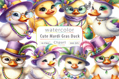 Mardi Gras Cute Duck Clipart Bundle 2 - CraftNest - Digital Crafting and Art
