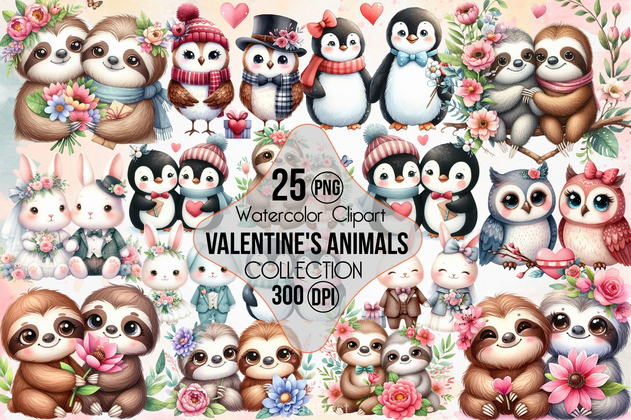 Valentine Animals Clipart Bundle 2 - CraftNest - Digital Crafting and Art