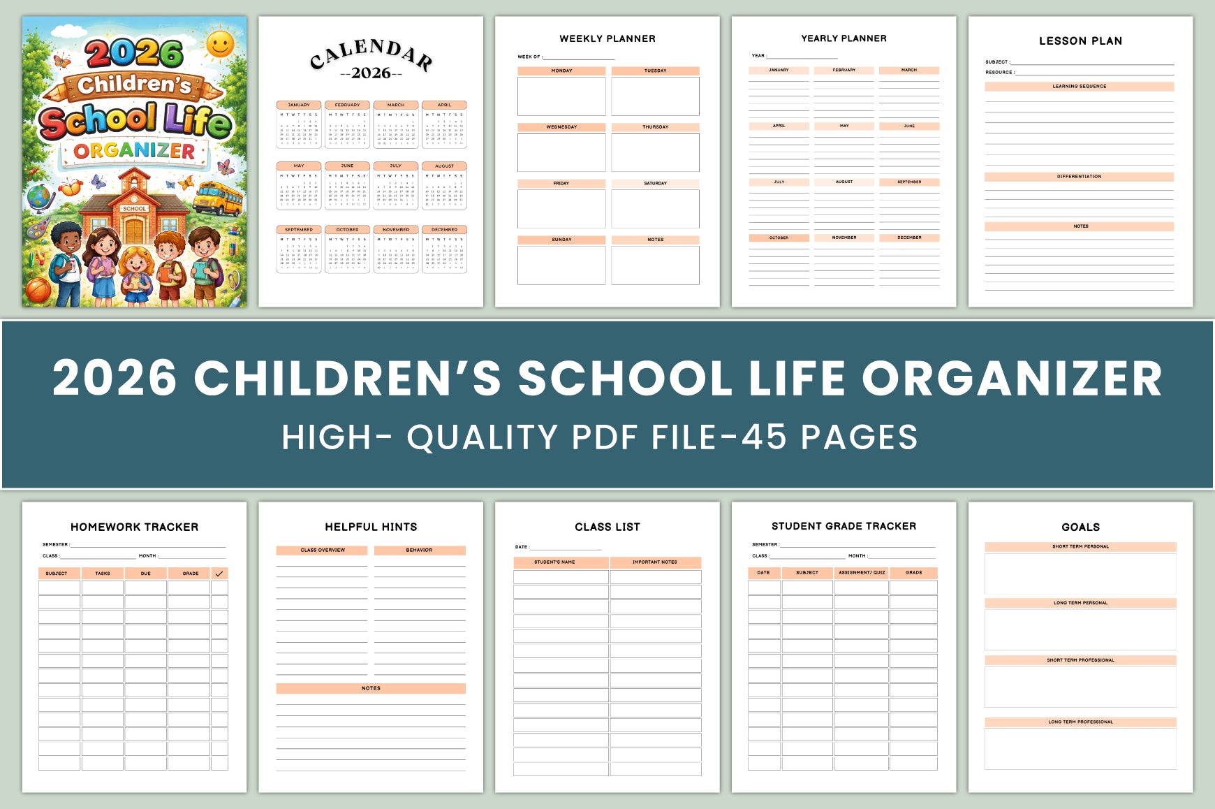 Children's School Life Planner