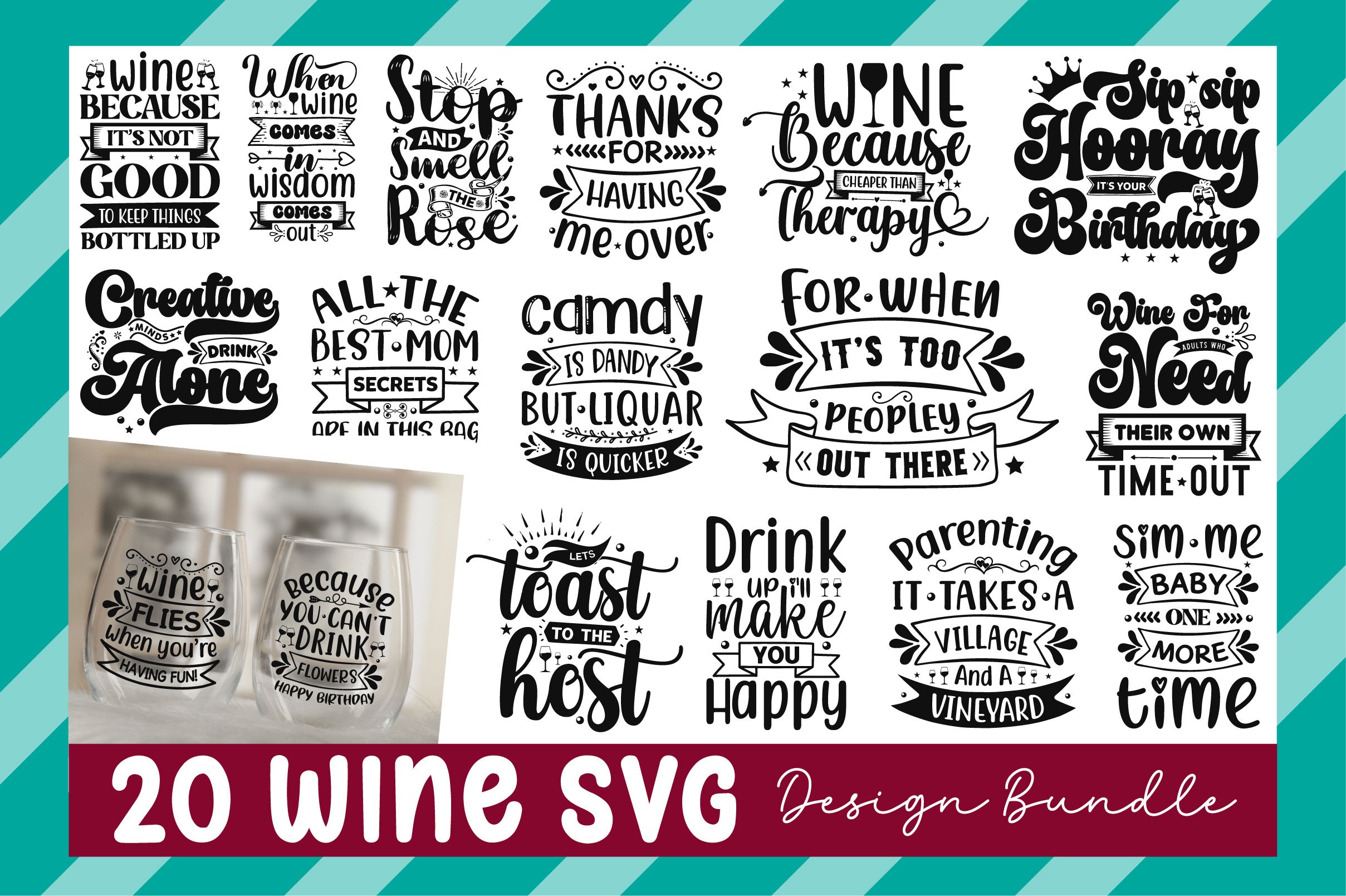 Wine Bundle SVG Bundle - CraftNest - Digital Crafting and Art