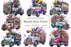 Mardi Gras Truck Clipart Bundle 3 - CraftNest - Digital Crafting and Art