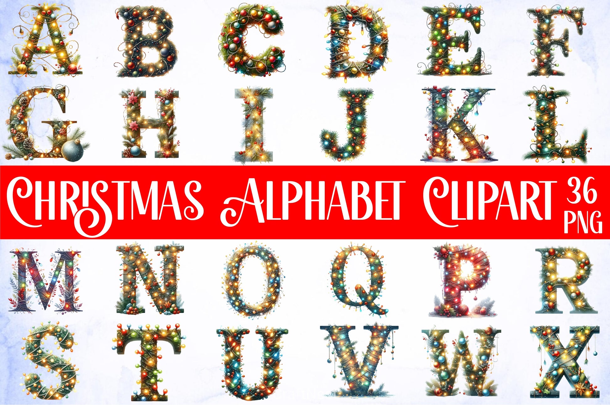 Christmas Alphabet Clipart Bundle 6 - CraftNest - Digital Crafting and Art