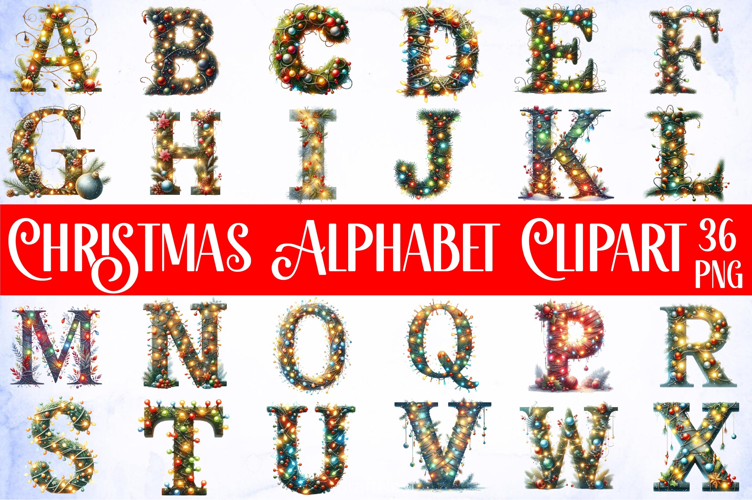 Christmas Alphabet Clipart Bundle 6 - CraftNest - Digital Crafting and Art