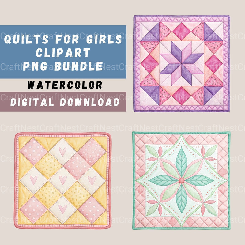 Quilt For Girls Clipart Bundle - CraftNest - Digital Crafting and Art