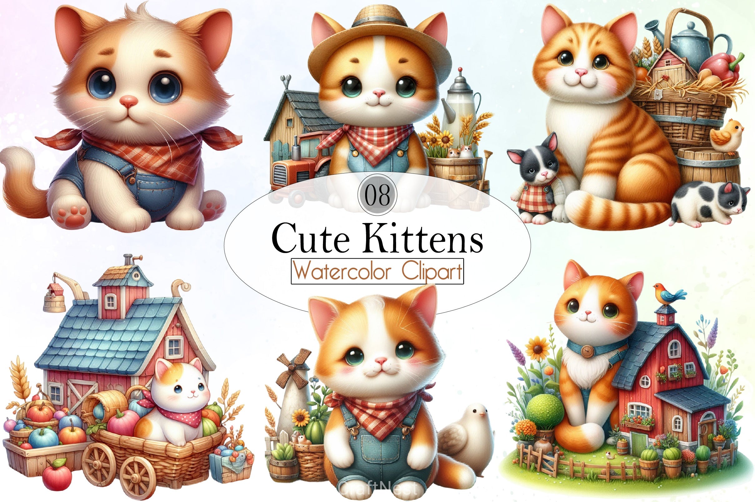 Cute Kittens Clipart Bundle - CraftNest - Digital Crafting and Art