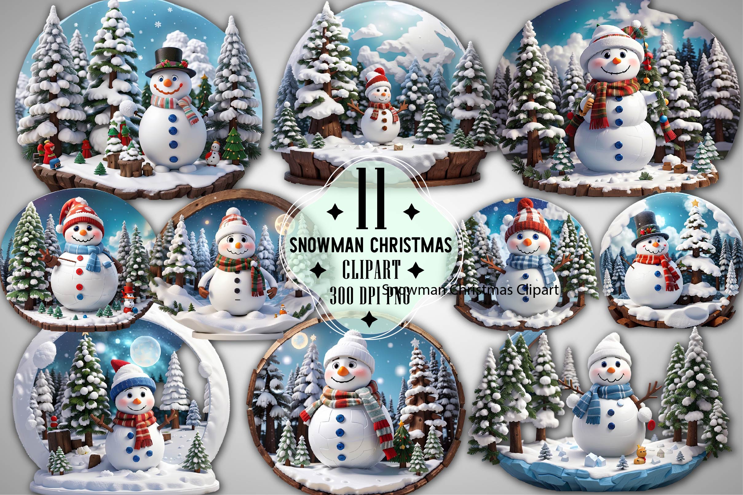 Snowman Christmas Clipart Bundle 2 - CraftNest - Digital Crafting and Art