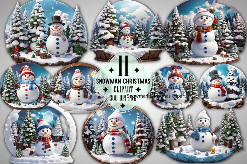 Snowman Christmas Clipart Bundle 2 - CraftNest - Digital Crafting and Art