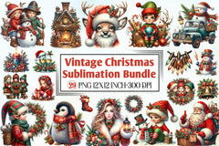 Vintage Christmas Clipart Bundle - CraftNest - Digital Crafting and Art