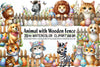 Easter Animals with Fence Clipart Bundle