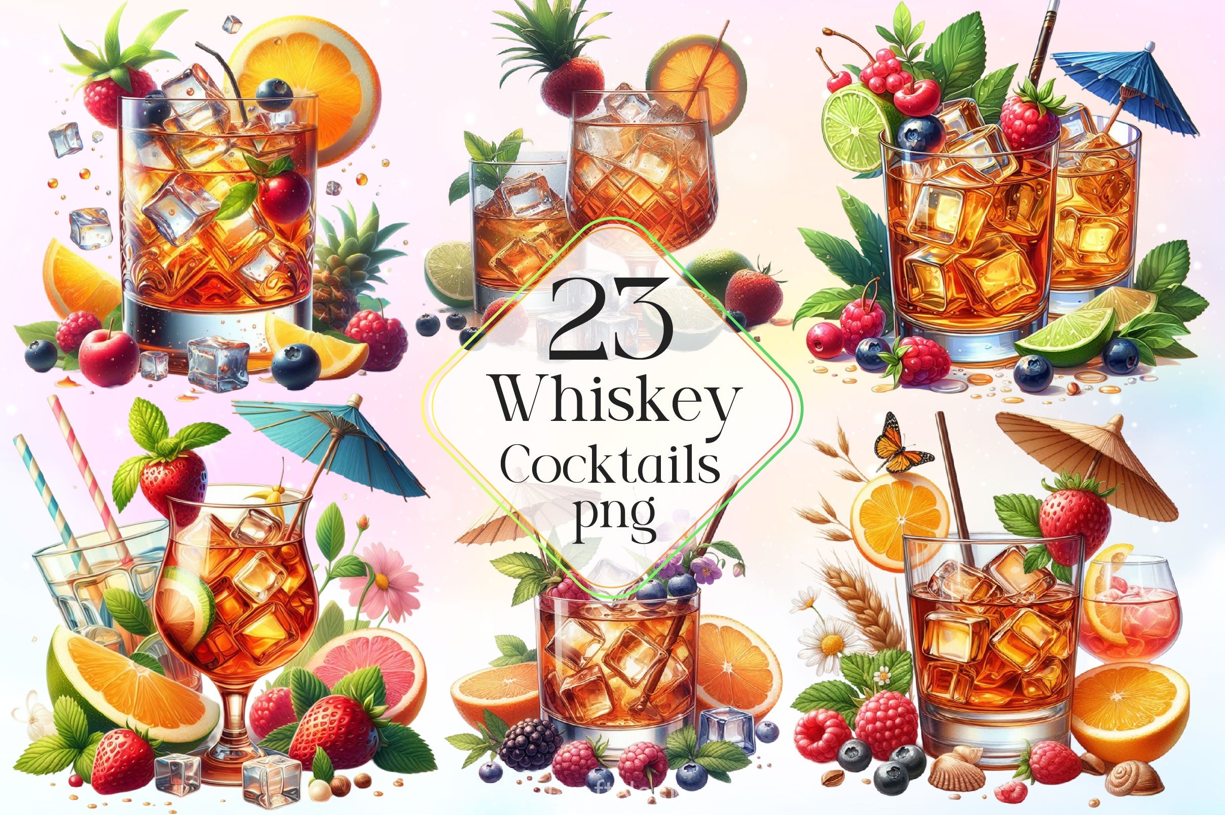 Whiskey Cocktails Clipart Bundle 2 - CraftNest - Digital Crafting and Art