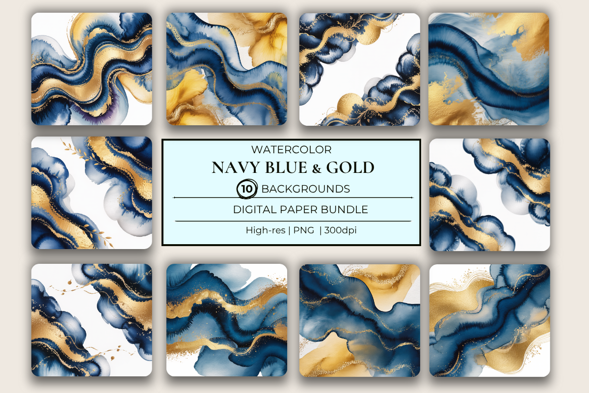 Navy Blue & Gold Background Papers