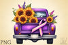 Purple Ribbon Cancer Truck Clipart Bundle 1