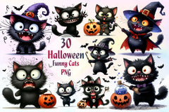 Halloween Black Cats Halloween Clipart Bundle - CraftNest - Digital Crafting and Art