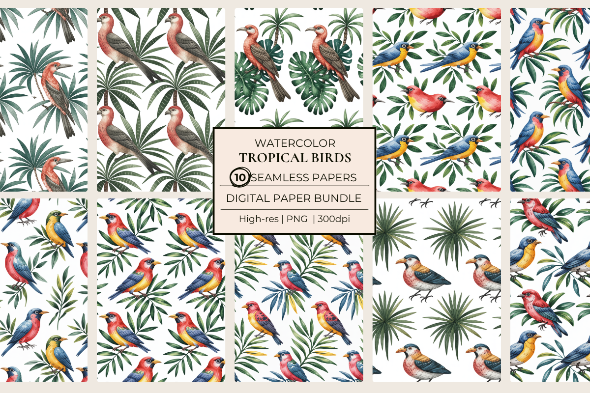 Tropical Birds Seamless Papers