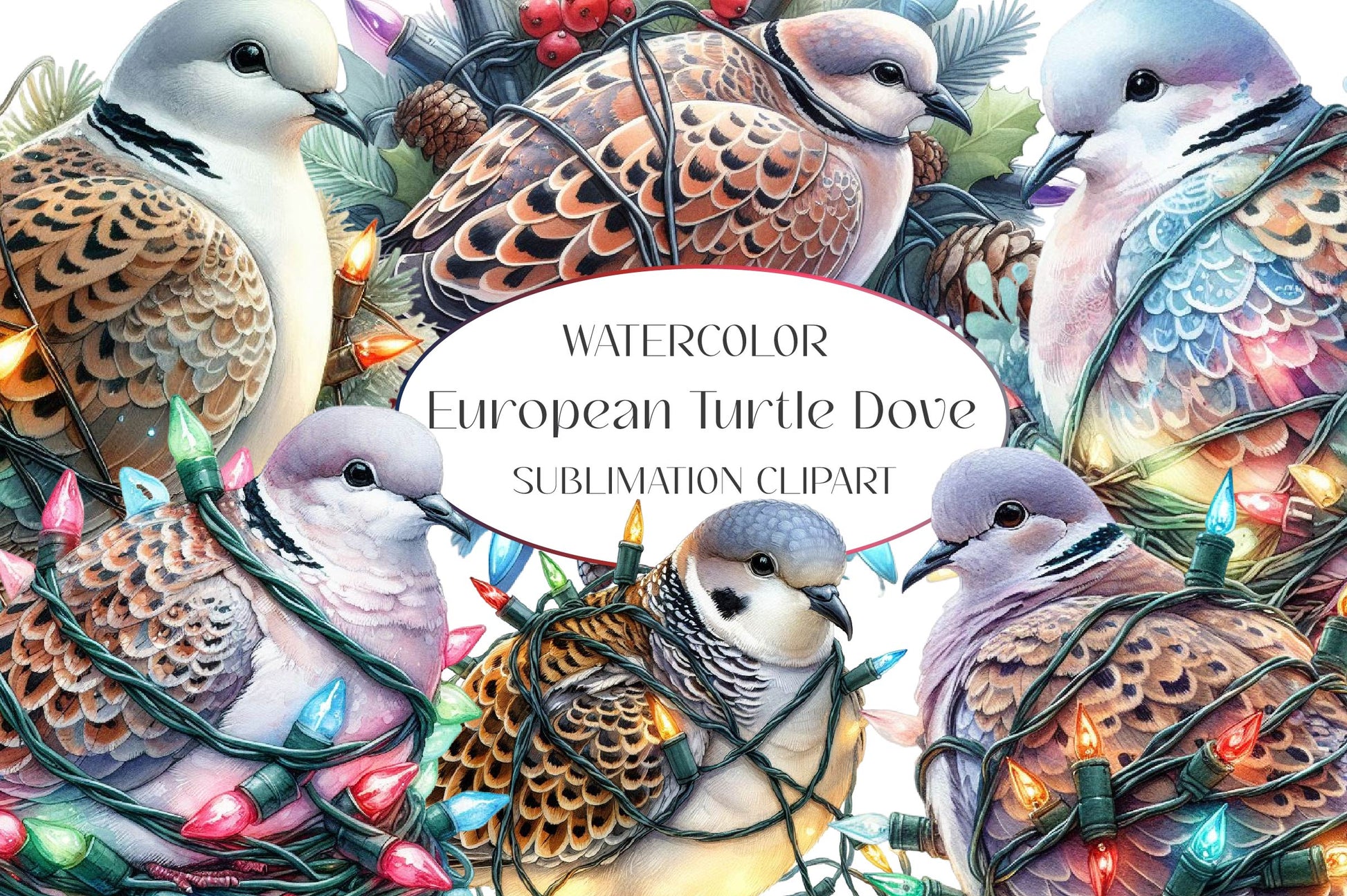 Christmas European Turtle Dove Clipart Bundle - CraftNest - Digital Crafting and Art