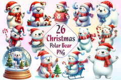 Christmas Polar Bear Clipart Bundle 6 - CraftNest - Digital Crafting and Art