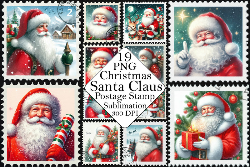 Christmas Santa Claus Stamp Clipart Bundle - CraftNest - Digital Crafting and Art